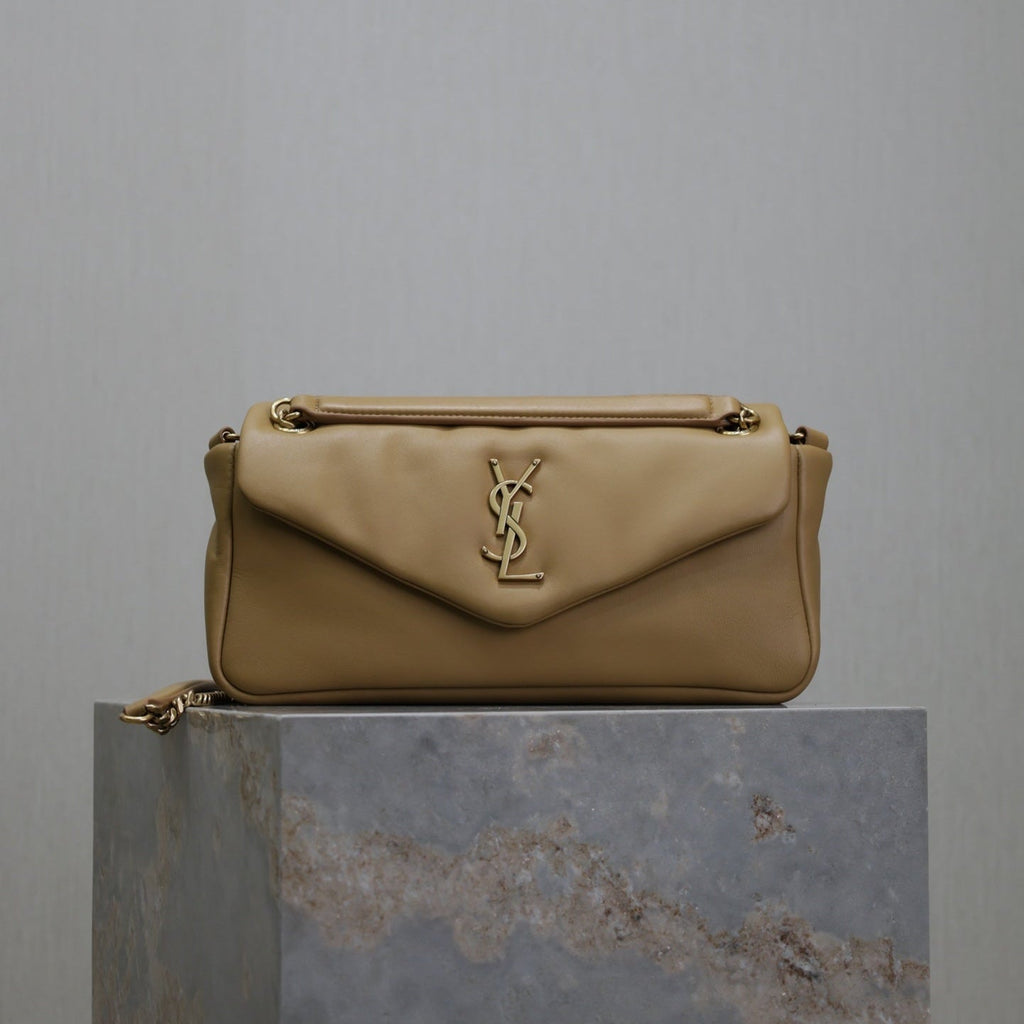 Saint Laurent 25S Calypso Handbag 26 in Light Brown Lambskin Gold Hardwre
