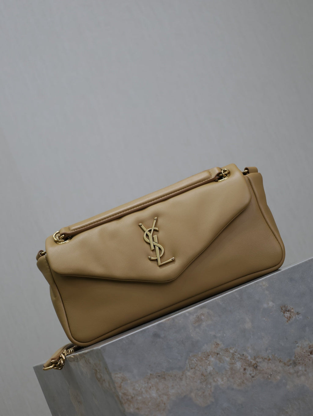 Saint Laurent 25S Calypso Handbag 26 in Light Brown Lambskin Gold Hardwre