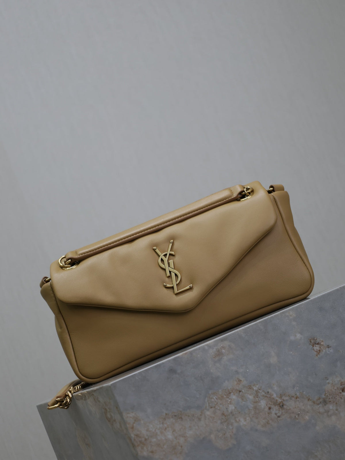 Saint Laurent 25S Calypso Handbag 26 in Light Brown Lambskin Gold Hardwre