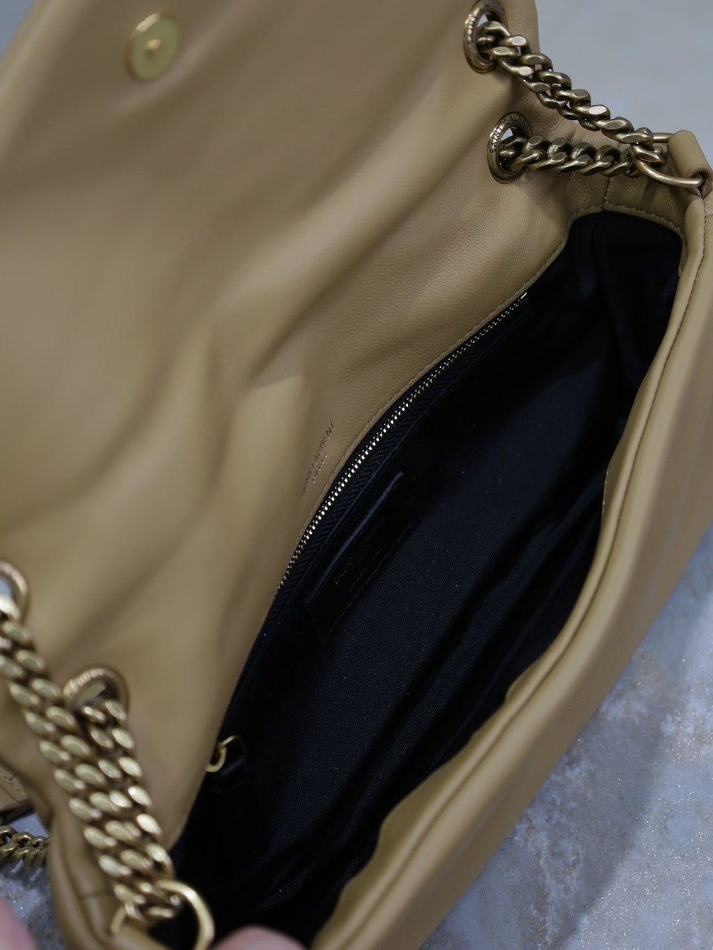 Saint Laurent 25S Calypso Handbag 26 in Light Brown Lambskin Gold Hardwre