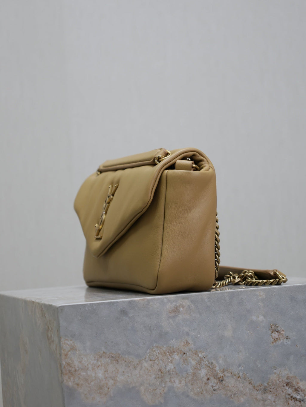Saint Laurent 25S Calypso Handbag 26 in Light Brown Lambskin Gold Hardwre
