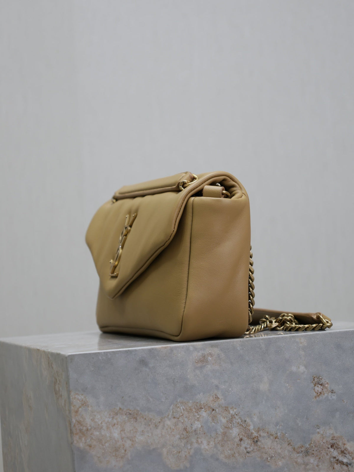 Saint Laurent 25S Calypso Handbag 26 in Light Brown Lambskin Gold Hardwre
