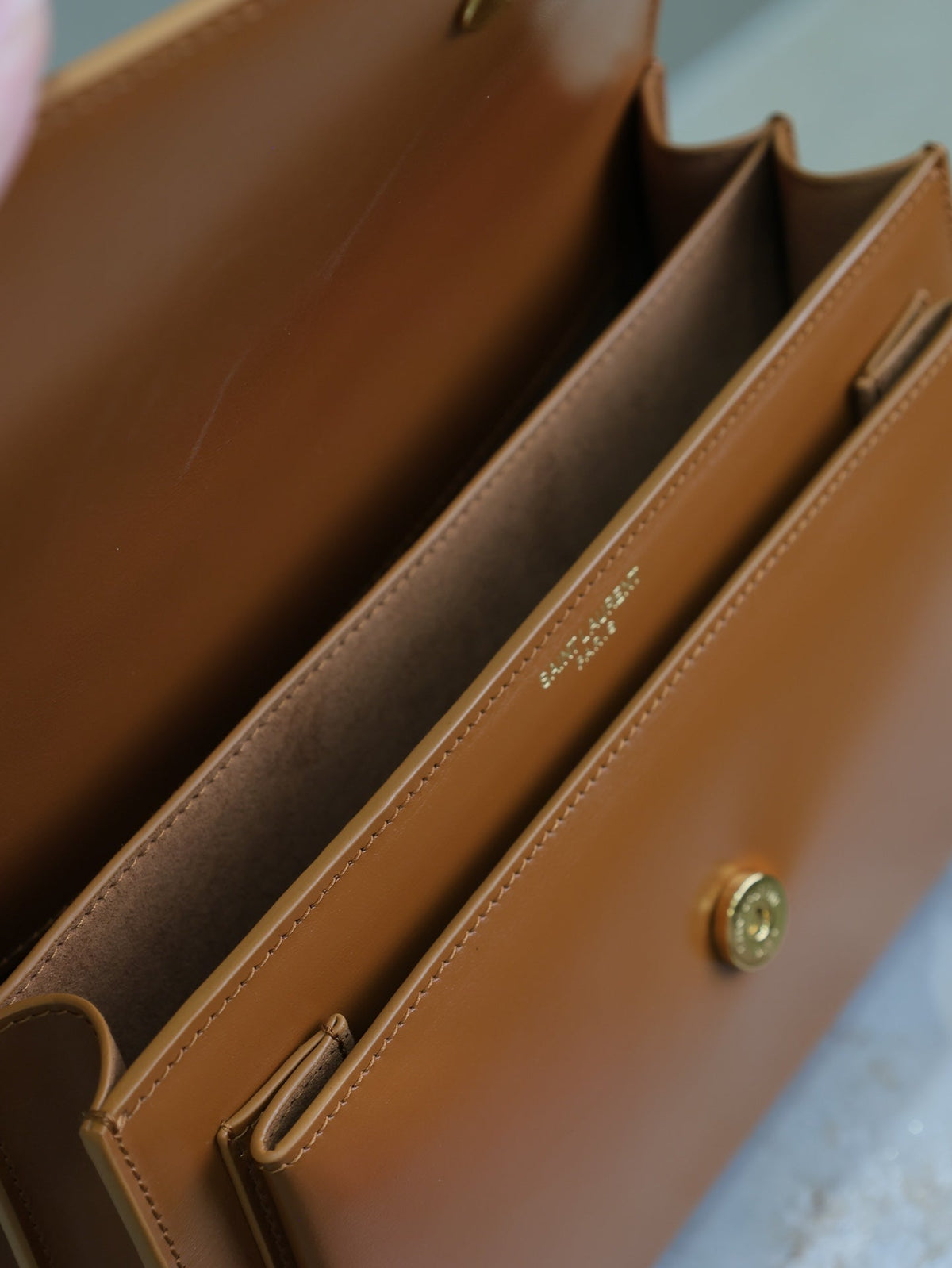 Saint Laurent 25S Sunset Bag 22 in Dark Caramel Calfskin Gold Hardwre