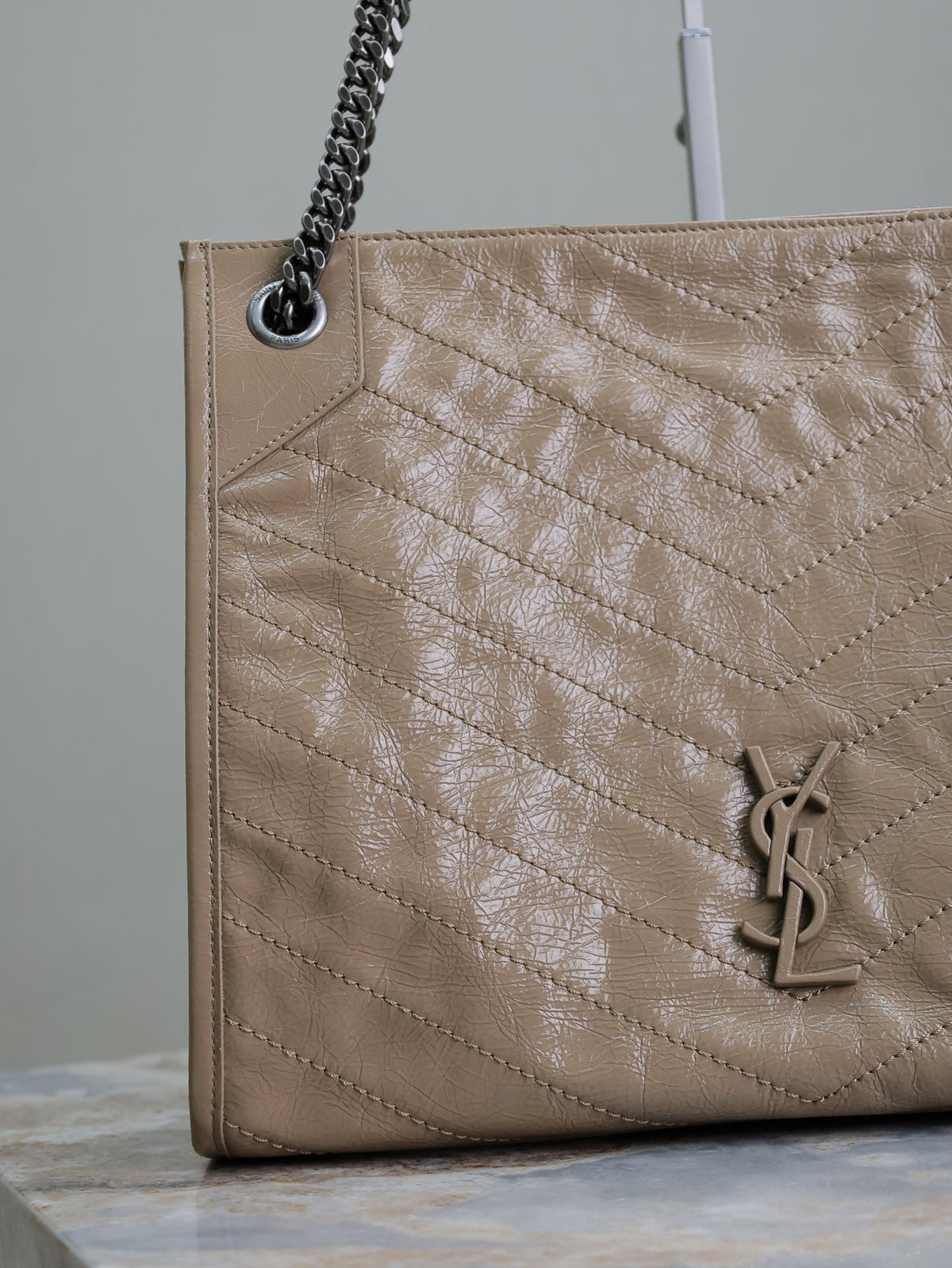 Saint Laurent Niki Shopping Bag 33 in Light Brown Crumpled Calfskin