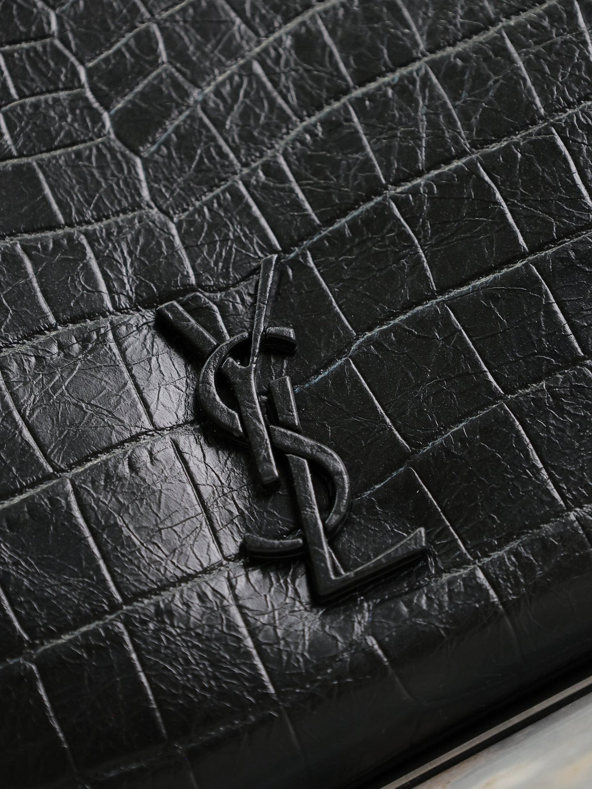 Saint Laurent Niki Shopping Bag 33 in Black Crocodile-Embossed Calfskin