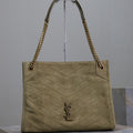 Saint Laurent Niki Shopping Bag 33 in Ecru Beige Suede Gold Hardware