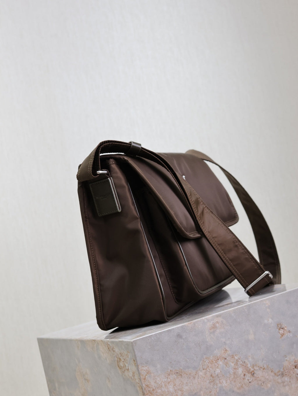 Saint Laurent Niki Large 32 in Chocolate Nylon Silver Logo Bag