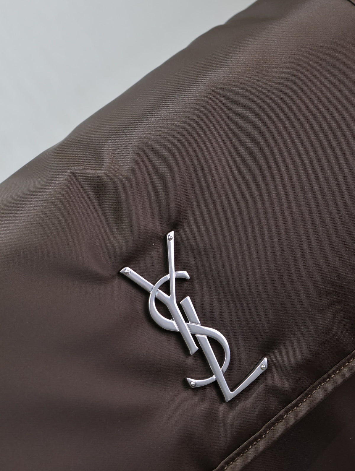 Saint Laurent Niki Large 32 in Chocolate Nylon Silver Logo Bag