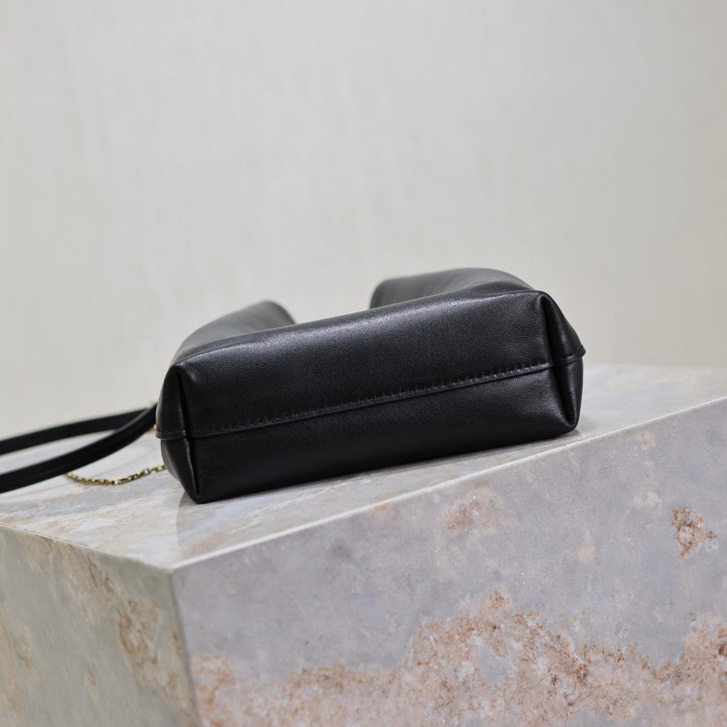 Saint Laurent Pochon Bucket Bag 20 in Black Lambskin Gold Hardware