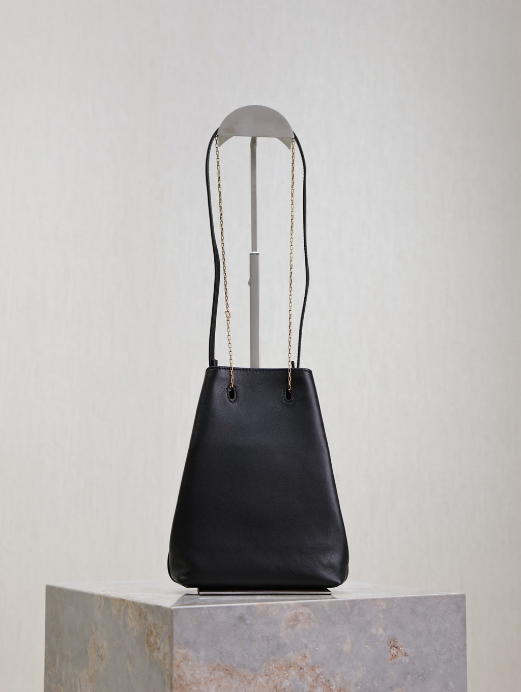 Saint Laurent Pochon Bucket Bag 20 in Black Lambskin Gold Hardware