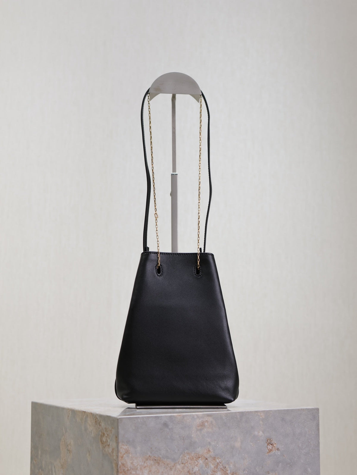 Saint Laurent Pochon Bucket Bag 20 in Black Lambskin Gold Hardware