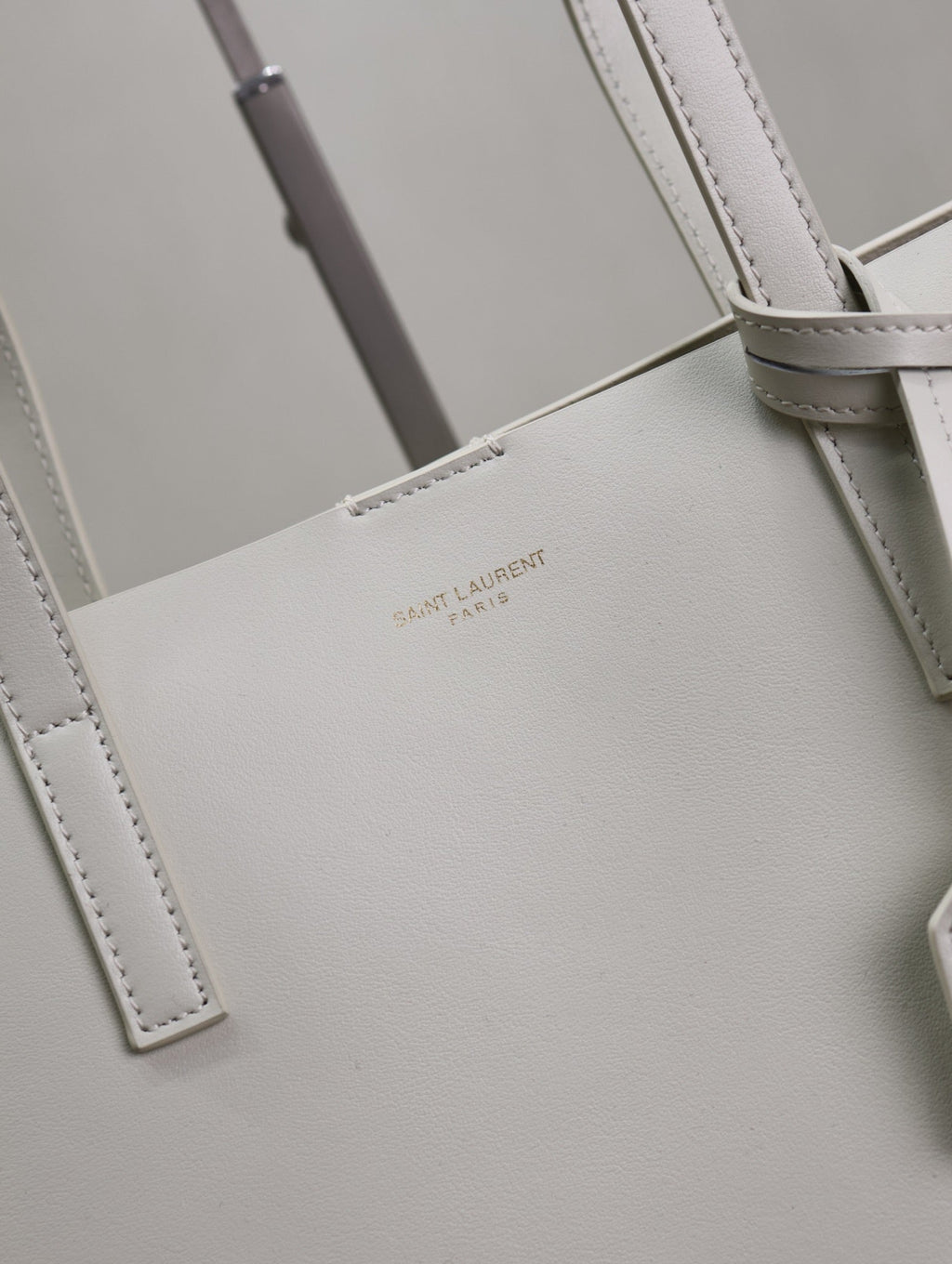 Saint Laurent Shopping Tote Bag 38 in White Calfskin