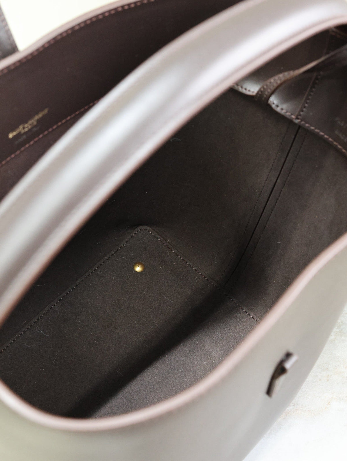 Saint Laurent Le 37 Medium Bucket Bag 26 in Brunette Brown Calfskin Gold Hardware