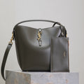 Saint Laurent 25S Le 5 À 7 Bucket 26 in Dark Olive Calfskin Gold Hardwre