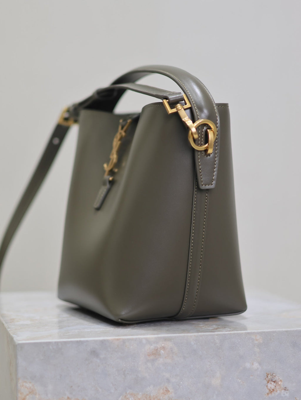 Saint Laurent 25S Le 37 Mini 20 in Dark Olive Calfskin Gold Hardwre Bag