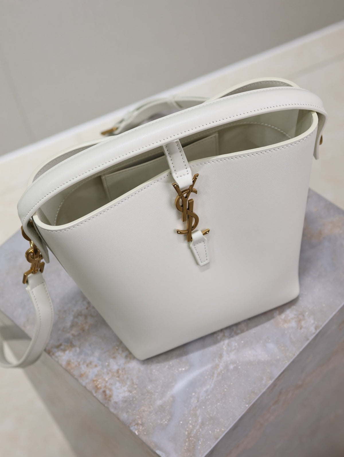Saint Laurent 25S Le 37 Bag 20 in Dusty Gray Calfskin Gold Hardwre
