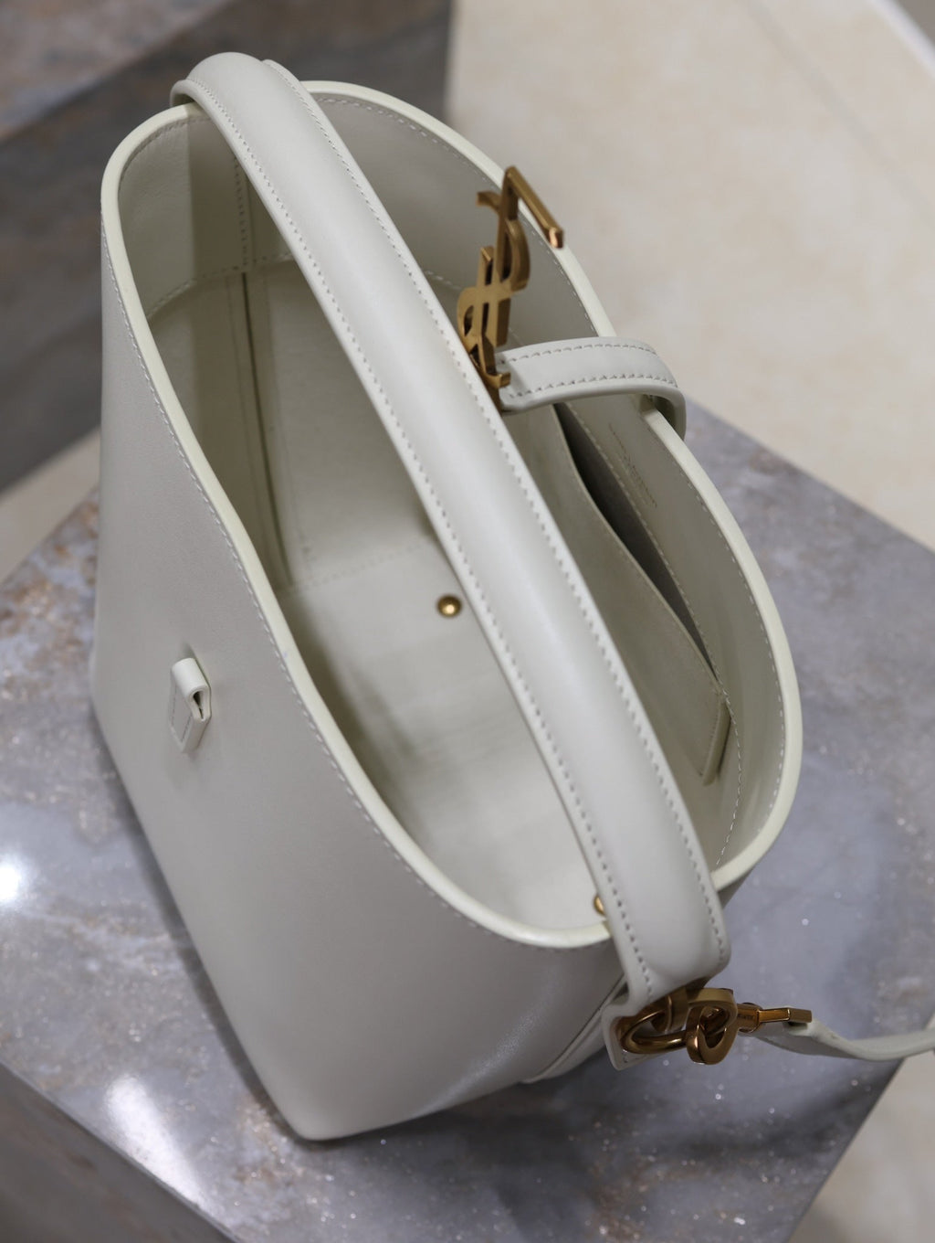 Saint Laurent 25S Le 37 Bag 20 in Dusty Gray Calfskin Gold Hardwre