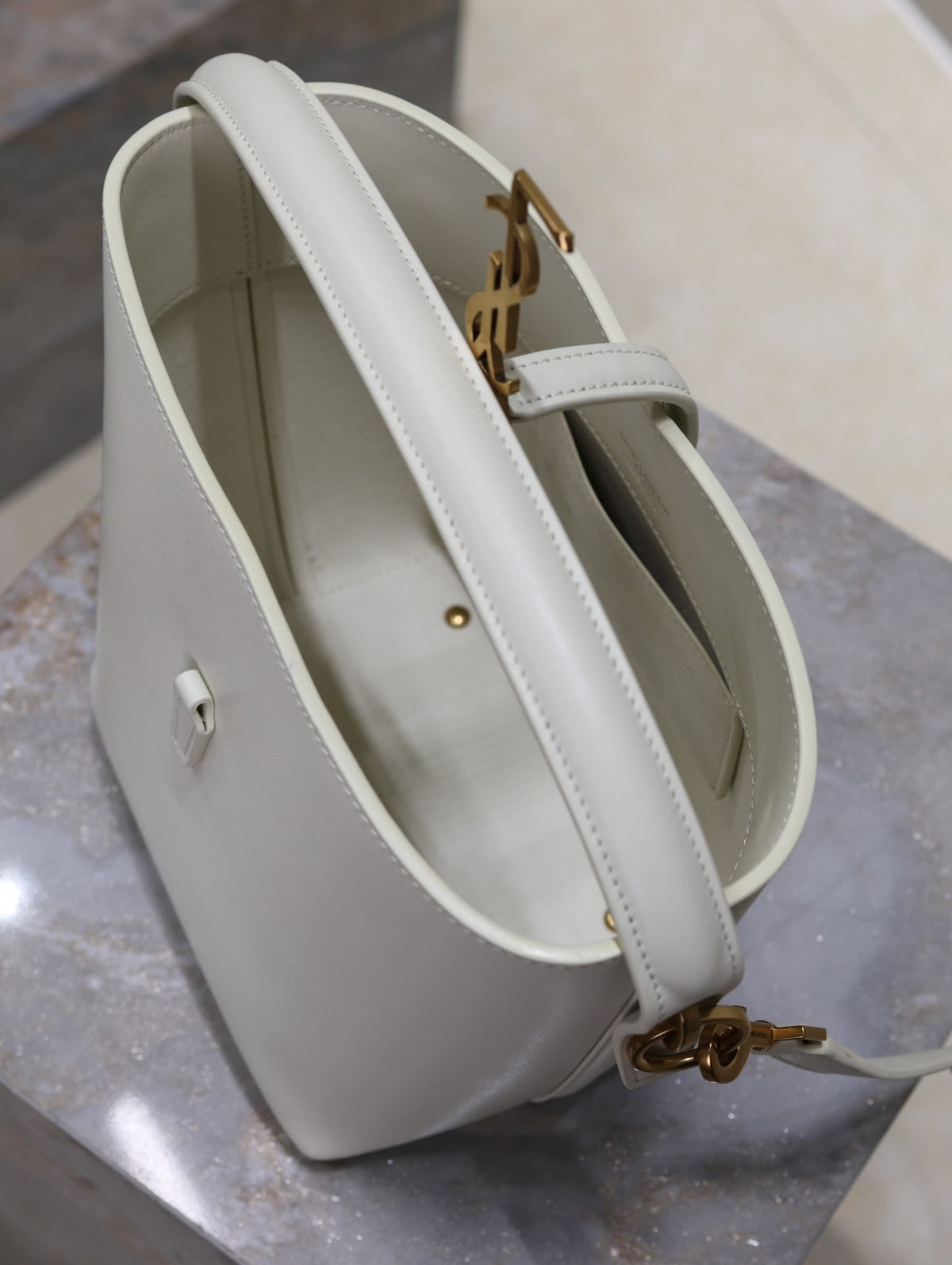 Saint Laurent 25S Le 37 Bag 20 in Dusty Gray Calfskin Gold Hardwre