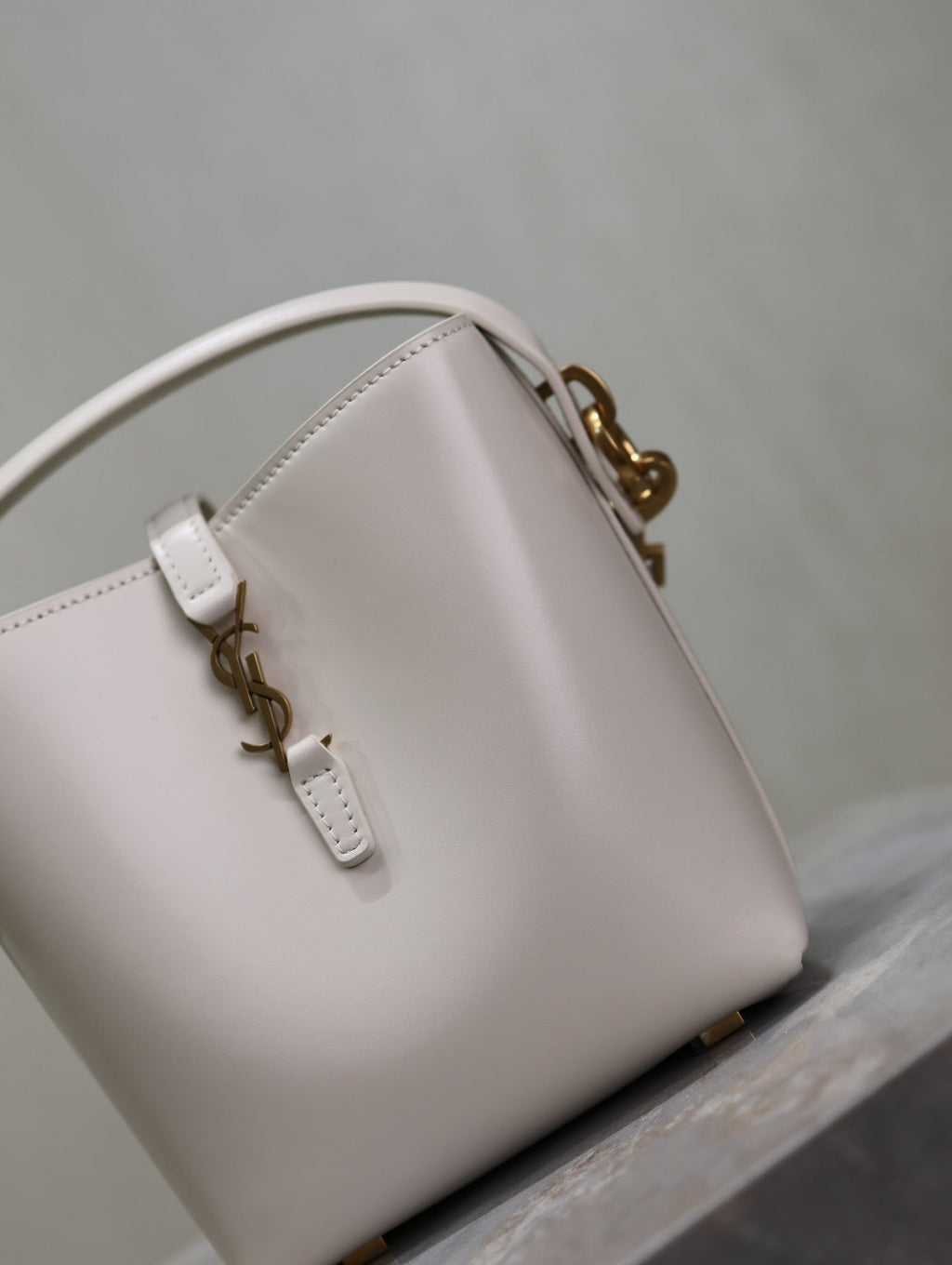 Saint Laurent 25S Le 37 Mini 15 in Dusty Gray Calfskin Gold Hardwre Bag