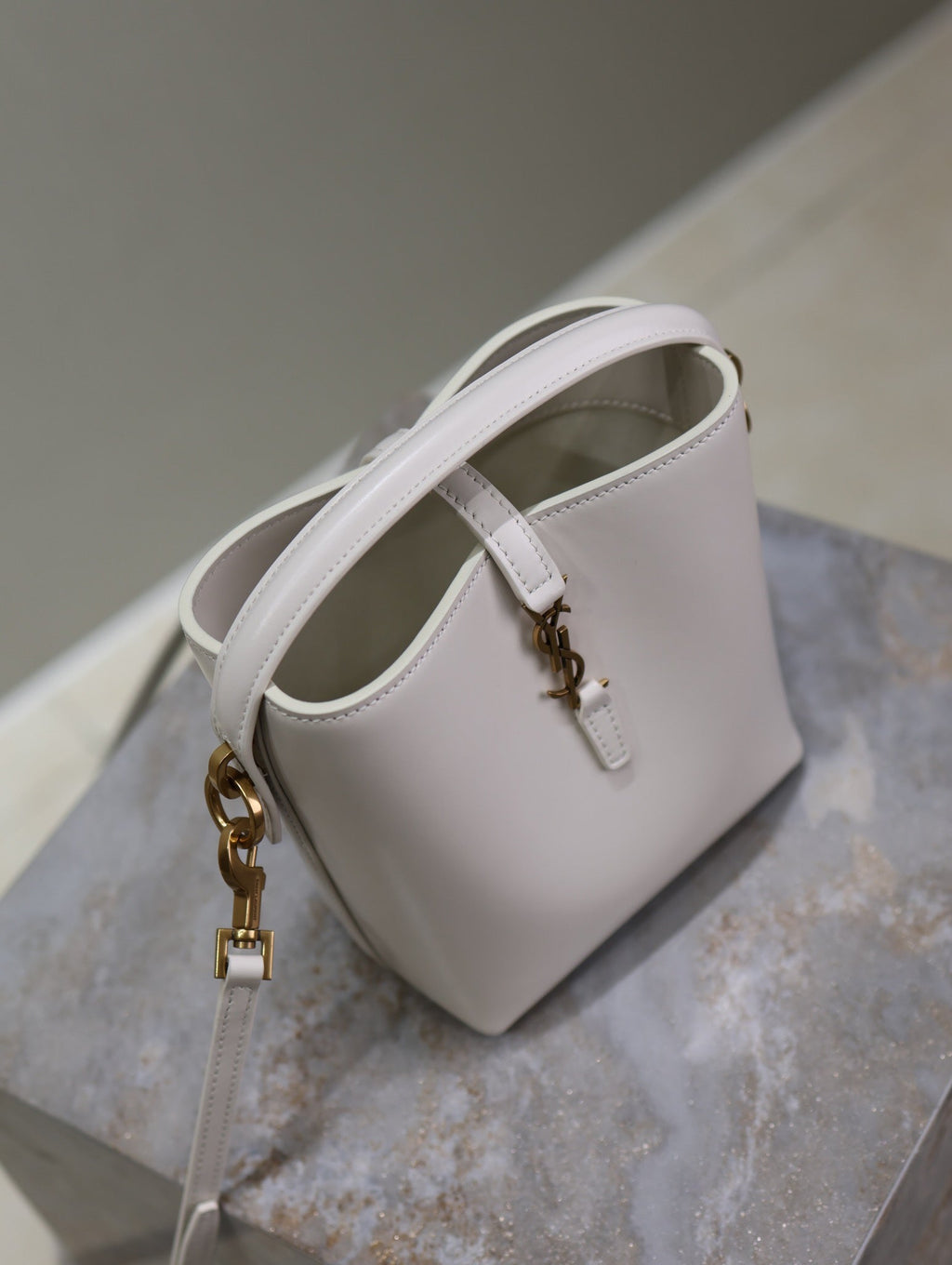 Saint Laurent 25S Le 37 Mini 15 in Dusty Gray Calfskin Gold Hardwre Bag