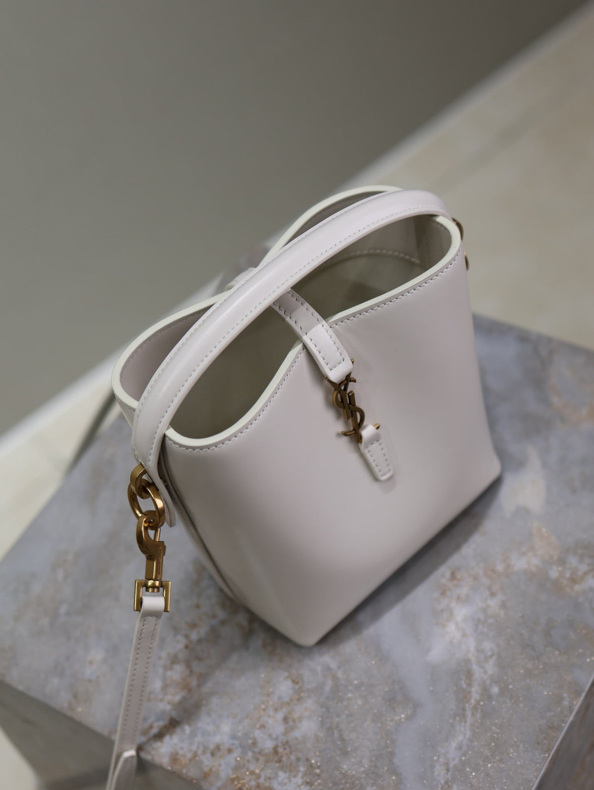 Saint Laurent 25S Le 37 Mini 15 in Dusty Gray Calfskin Gold Hardwre Bag