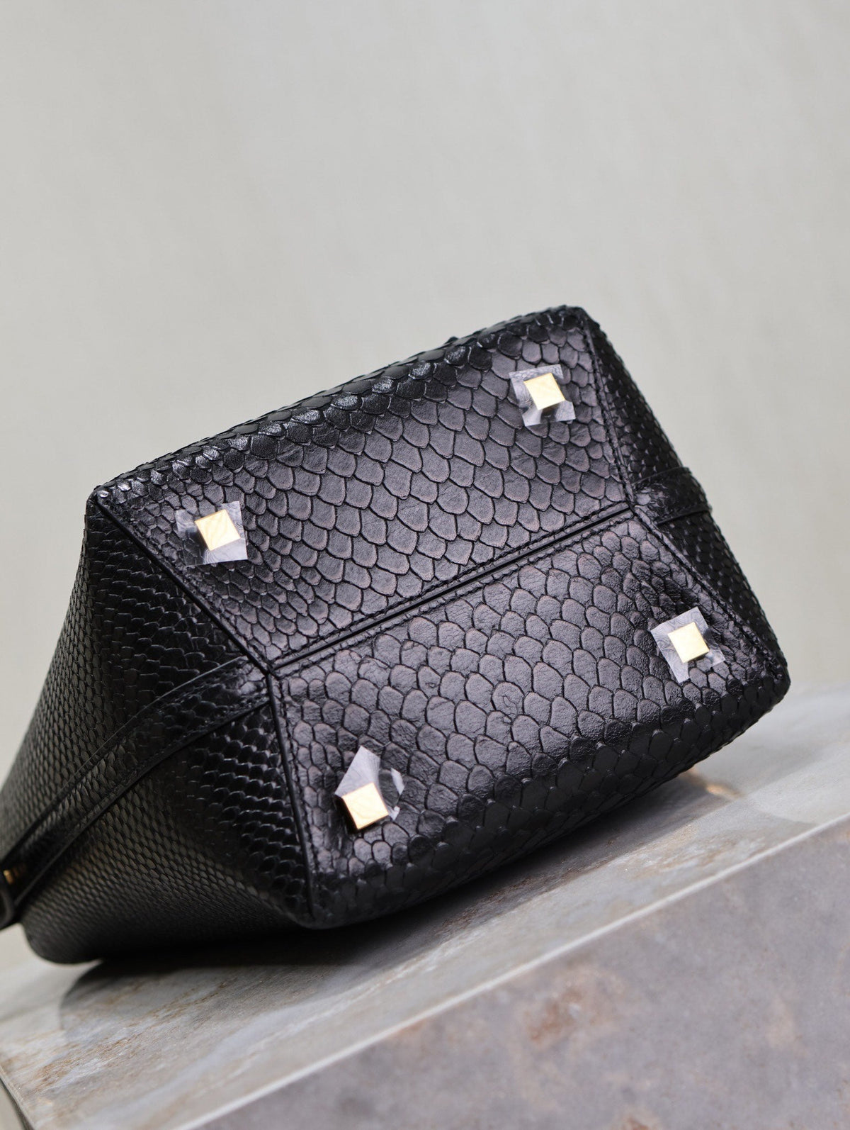 Saint Laurent 25S Le 37 20 in Black Snake Embossed Calfskin Gold Hardwre Bag