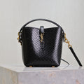 Saint Laurent 25S Le 37 Bucket 15 in Black Snake Embossed Calfskin Gold Hardwre