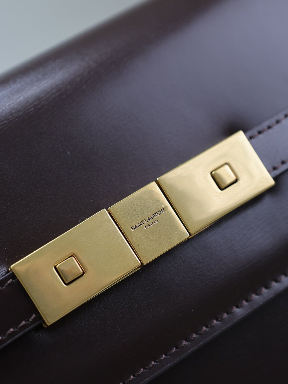 Saint Laurent 25S Manhattan Small 24 in Rouge Cabernet Calfskin Gold Hardware Bag