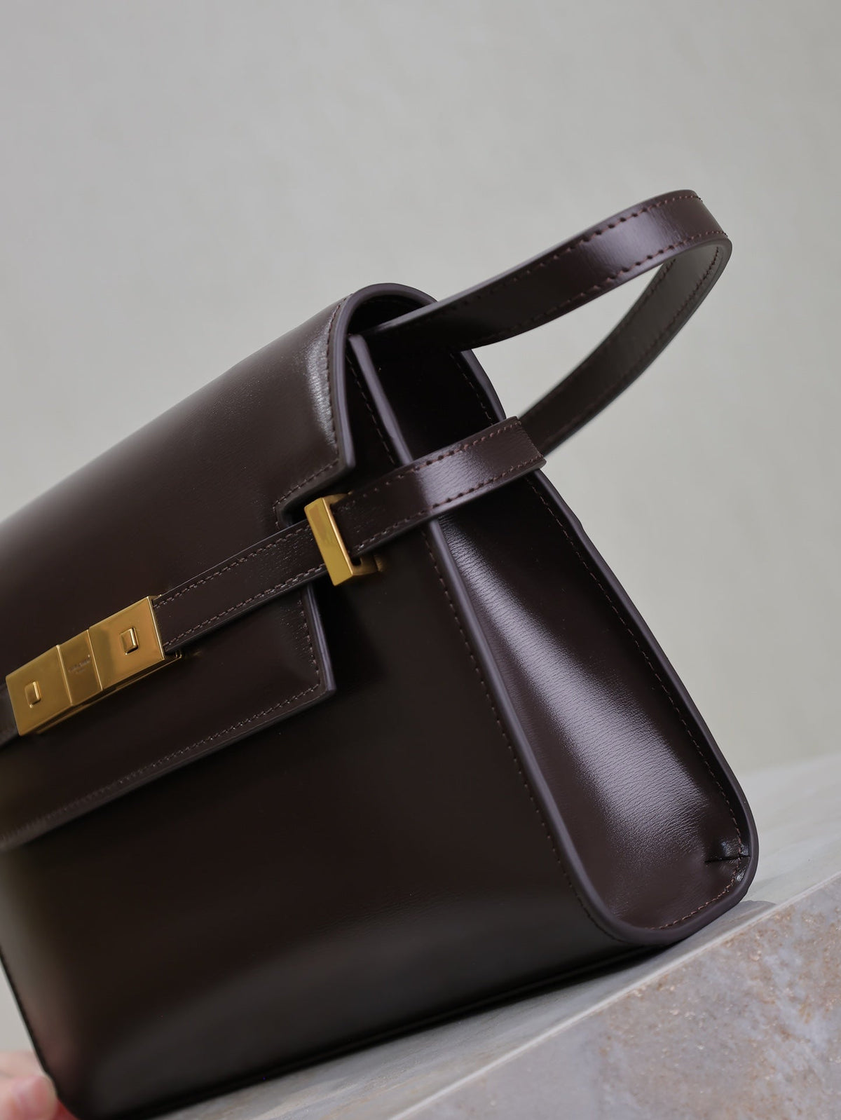 Saint Laurent 25S Manhattan Small 24 in Rouge Cabernet Calfskin Gold Hardwre Bag