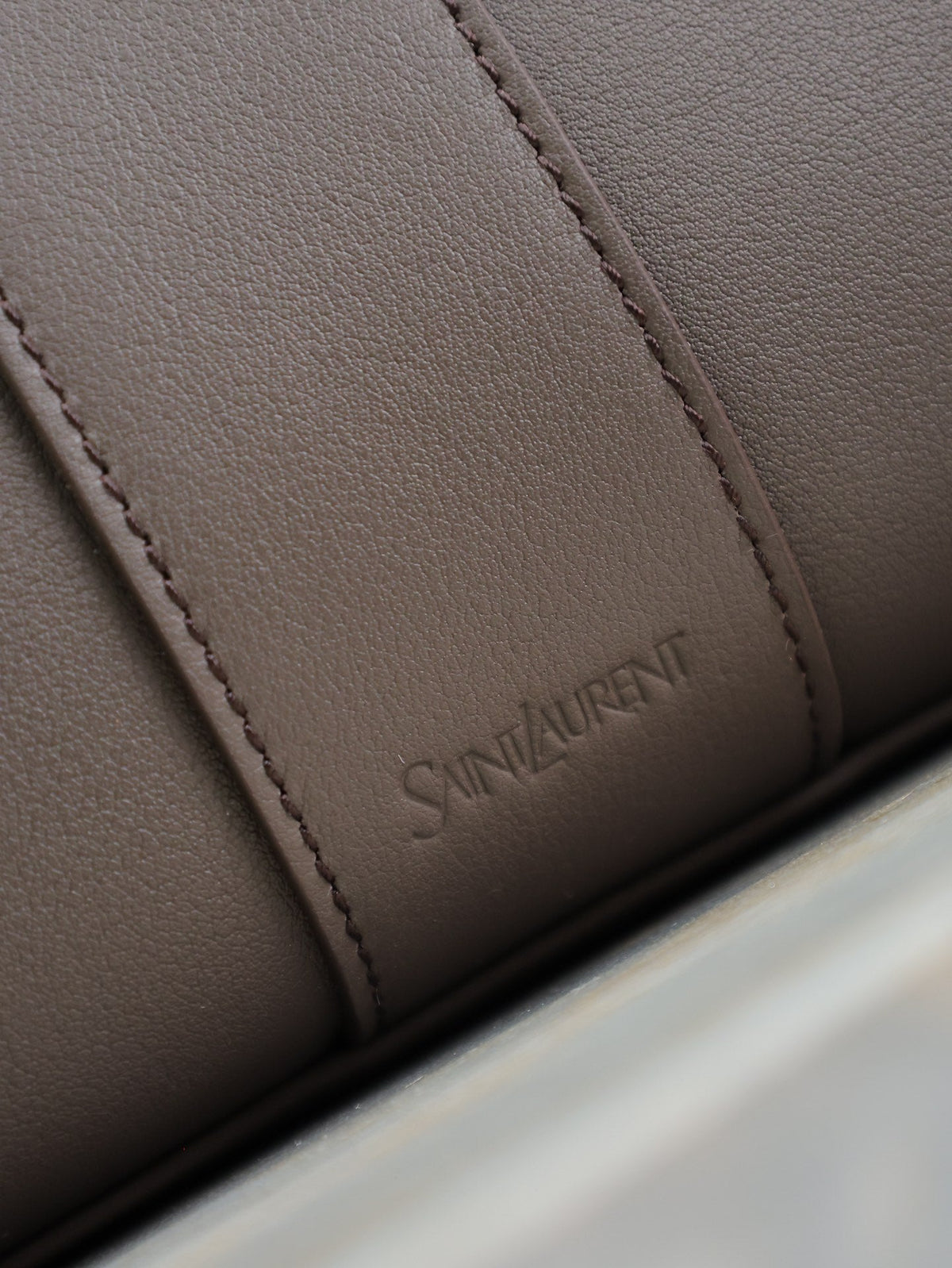 Saint Laurent 25S Y Tote 50 in Purple Brown Calfskin Gold Hardwre
