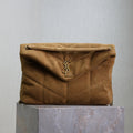Saint Laurent 25S Loulou Puffer GM 35 in Tan Brown Suede Gold Hardwre Bag