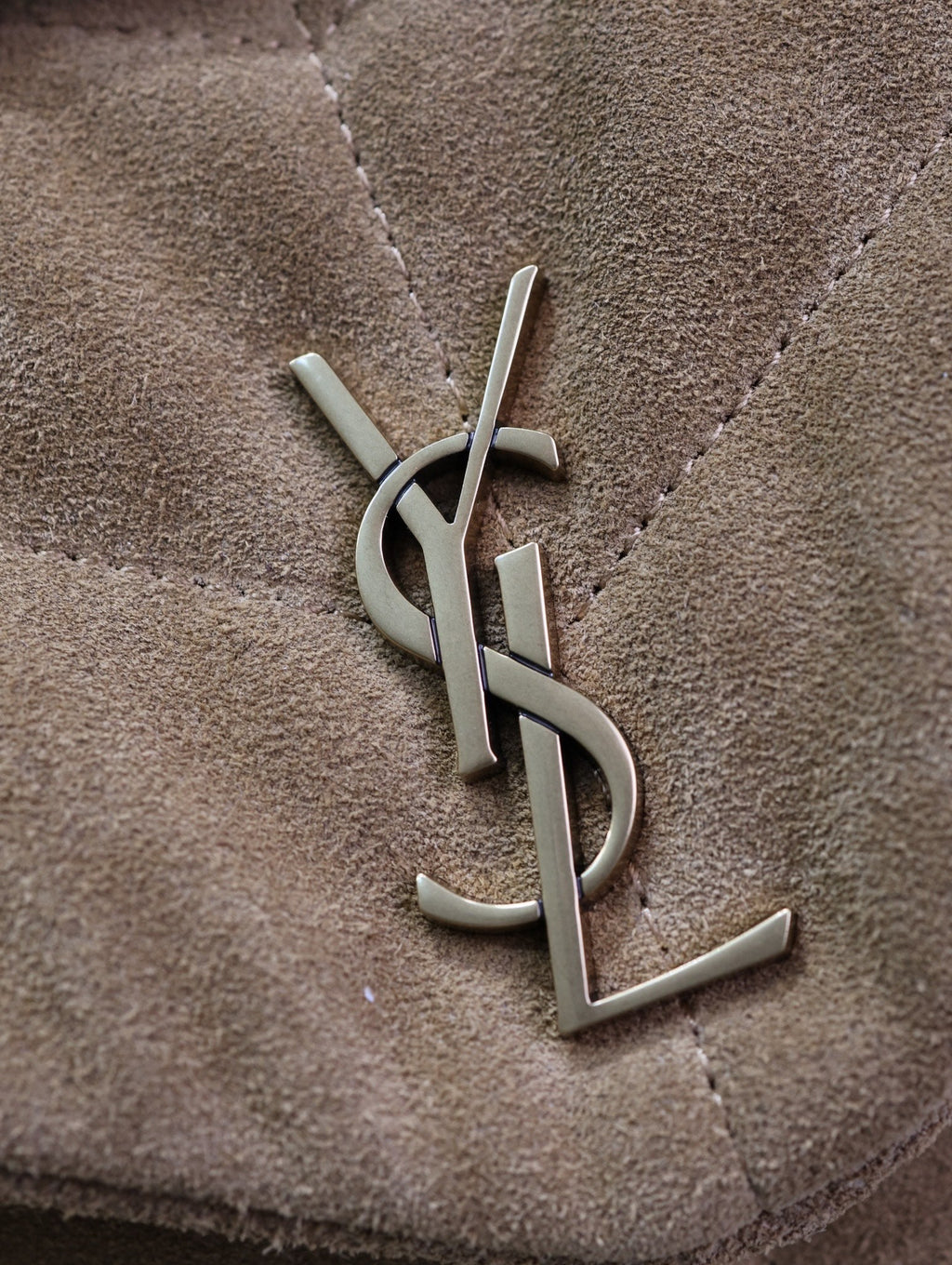 Saint Laurent 25S Loulou Puffer Mini 23 in Tan Brown Suede Gold Hardwre Bag