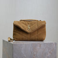 Saint Laurent 25S Loulou Puffer Mini 23 in Tan Brown Suede Gold Hardwre Bag