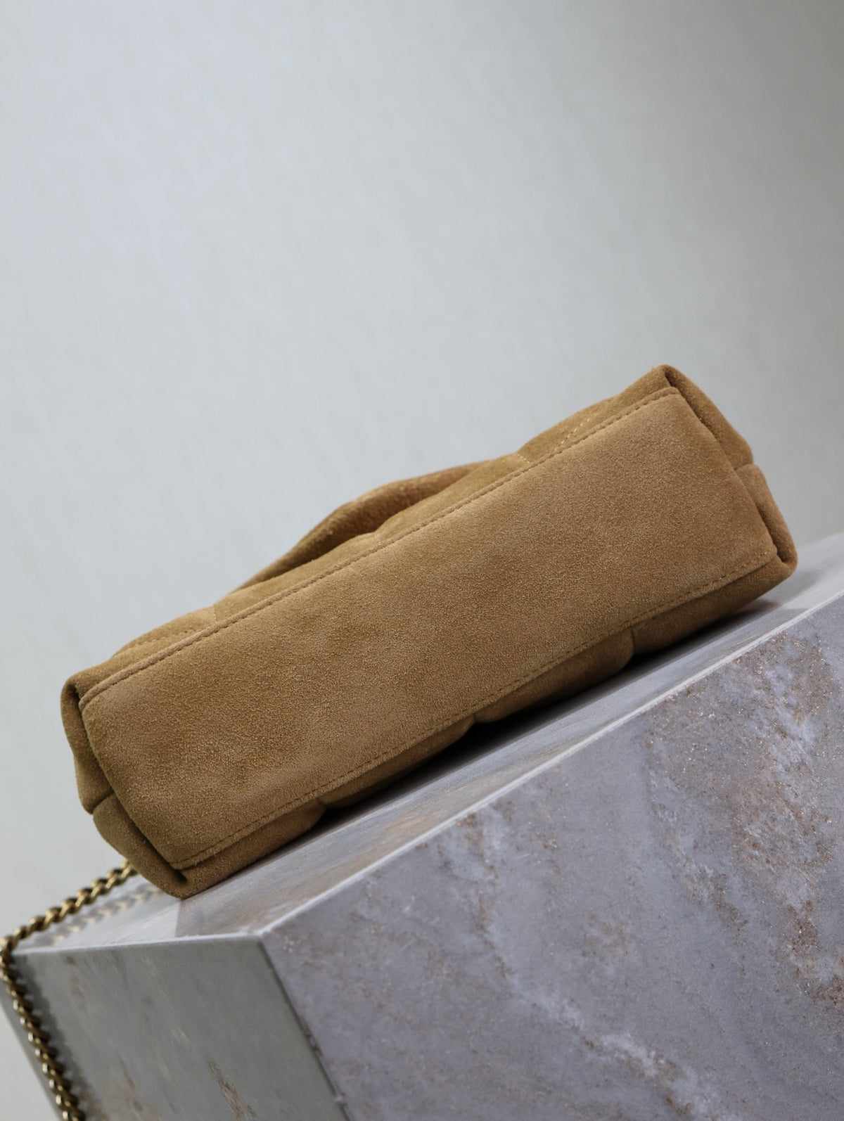 Saint Laurent 25S Loulou Puffer Mini 23 in Tan Brown Suede Gold Hardwre Bag