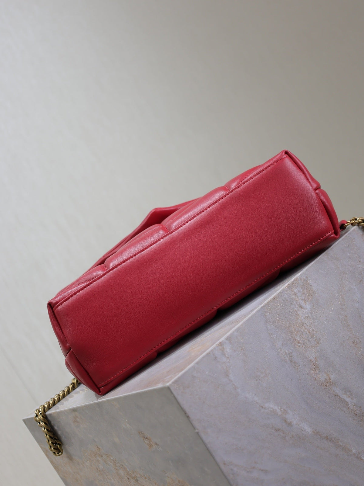 Saint Laurent Puffer Small 29 in Red Lambskin Gold Hardware Bag