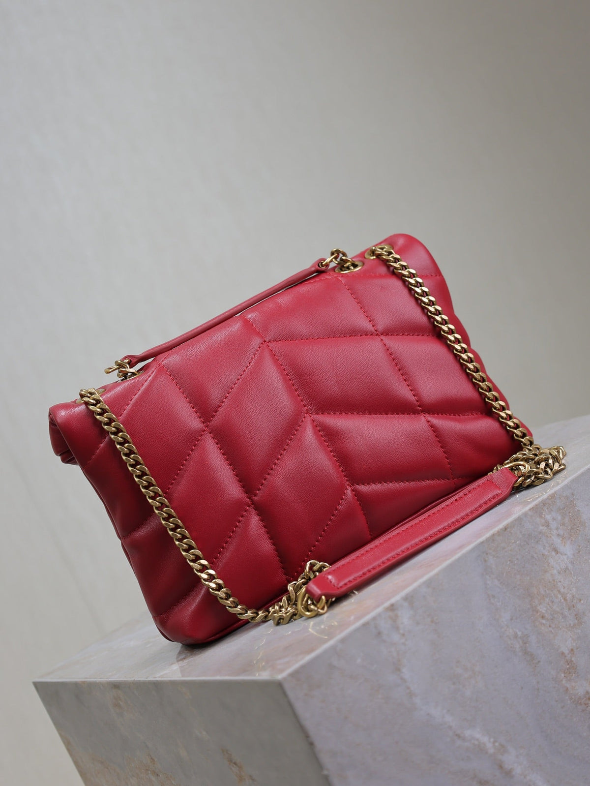 Saint Laurent Puffer Toy 23 in Red Lambskin Gold Hardware Bag