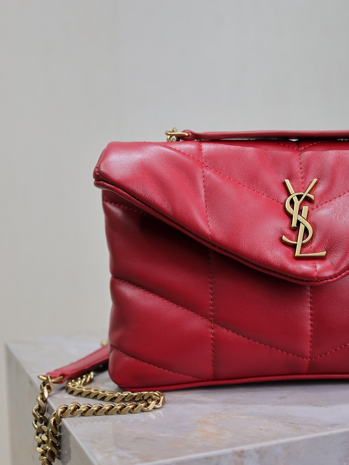 Saint Laurent Puffer Toy 23 in Red Lambskin Gold Hardware Bag