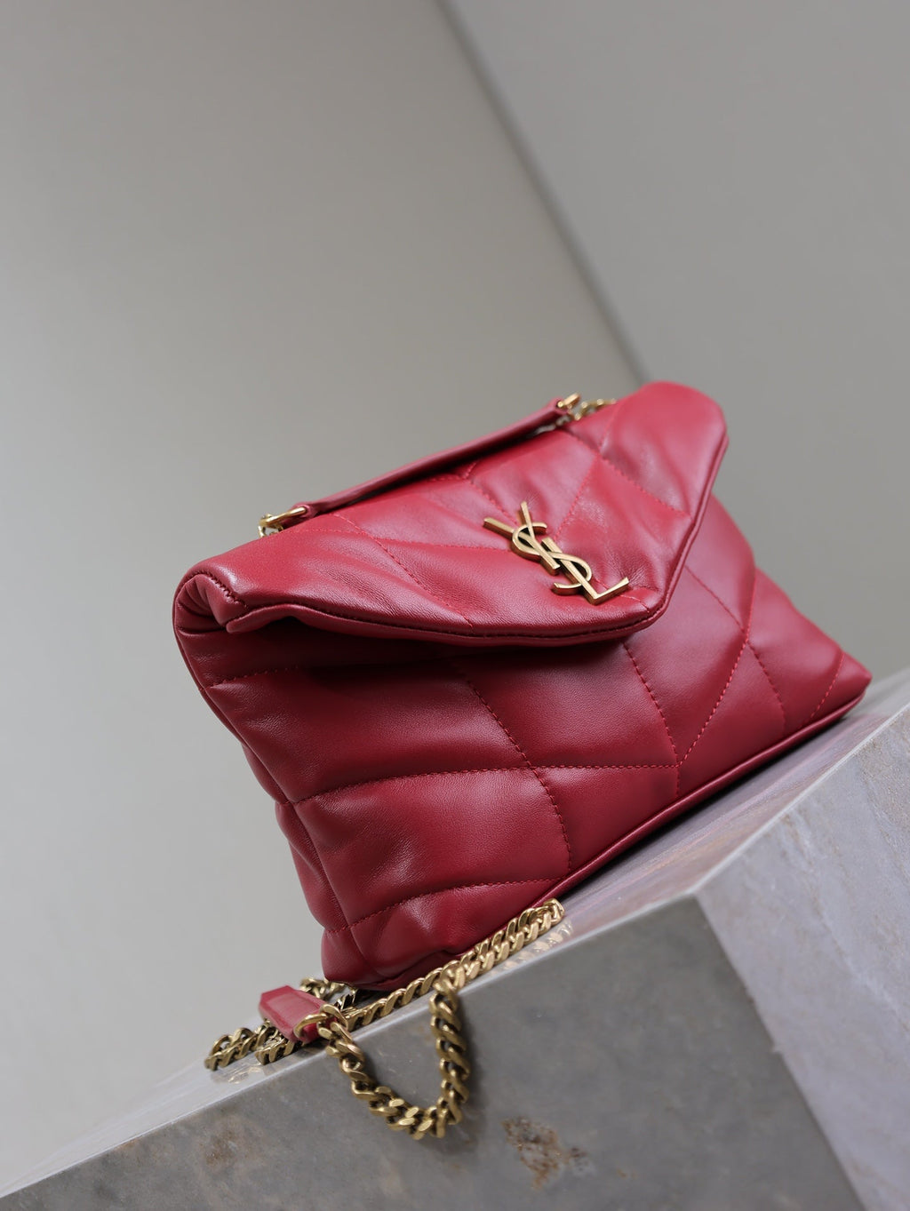 Saint Laurent Puffer Toy 23 in Red Lambskin Gold Hardware Bag