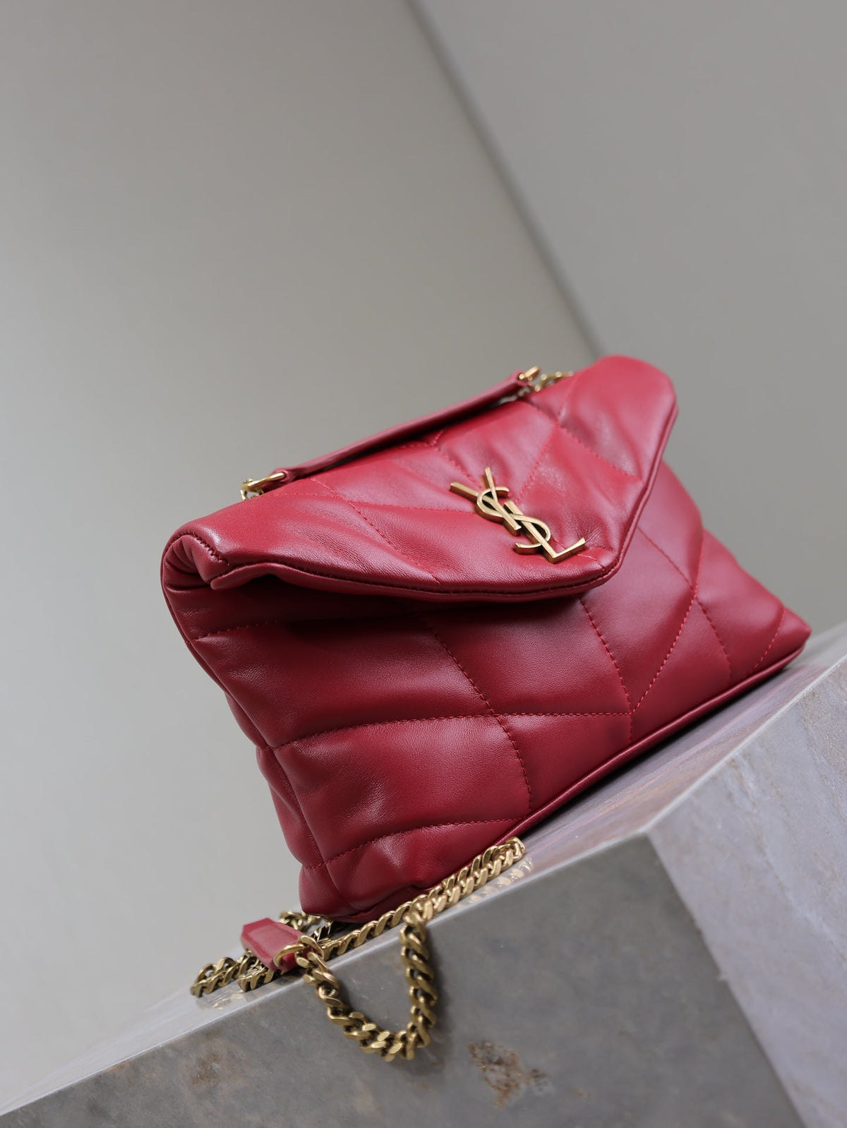 Saint Laurent Puffer Toy 23 in Red Lambskin Gold Hardware Bag