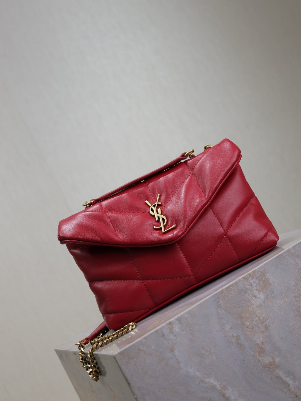 Saint Laurent Puffer Toy 23 in Red Lambskin Gold Hardware Bag