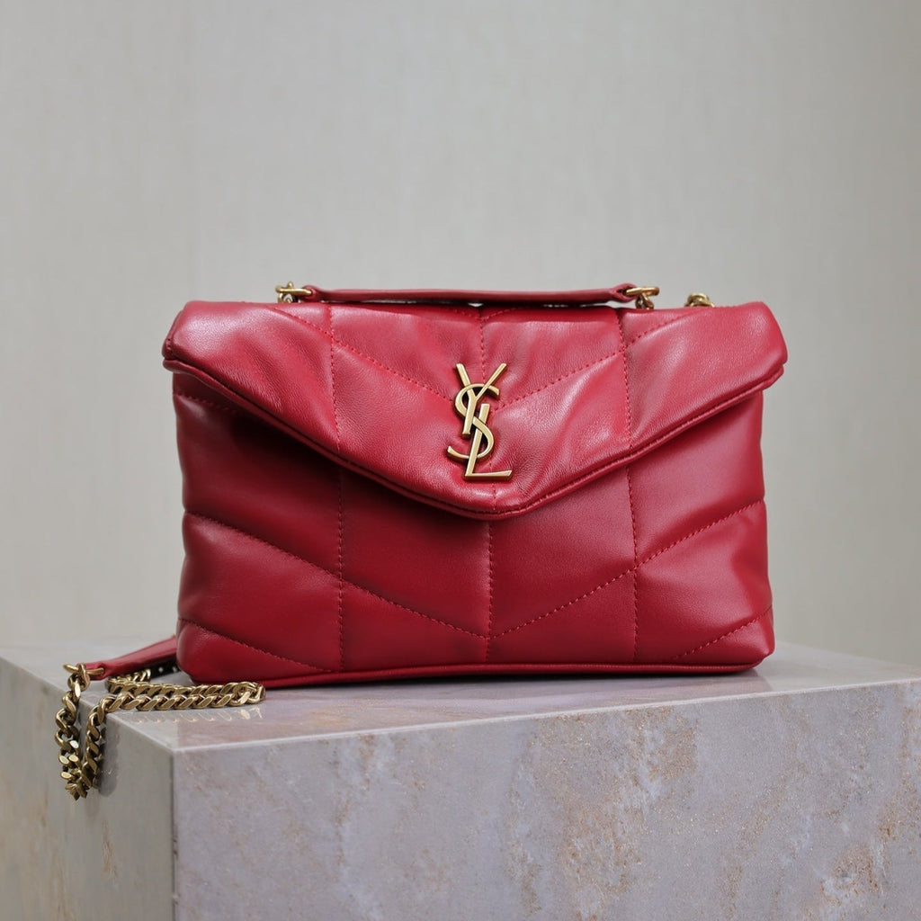 Saint Laurent Puffer Toy 23 in Red Lambskin Gold Hardware Bag