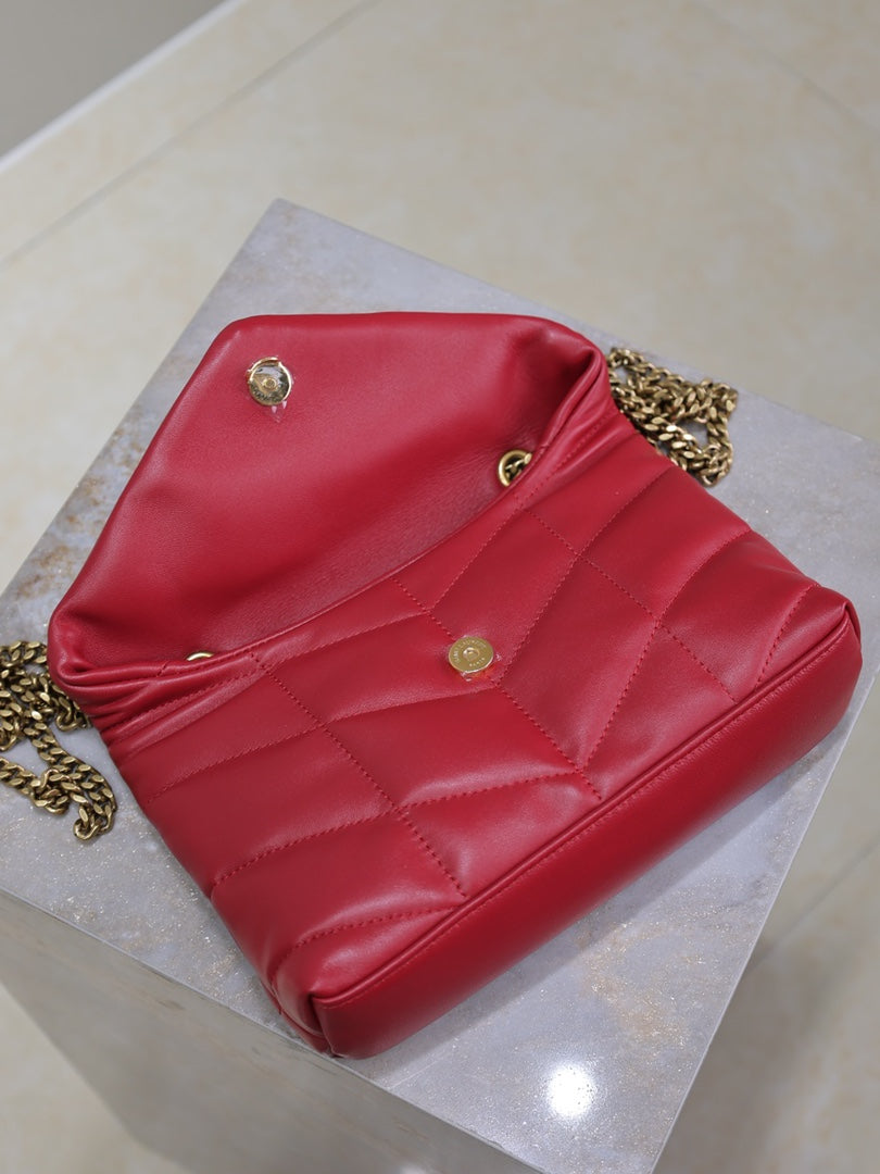Saint Laurent Puffer Toy 23 in Red Lambskin Gold Hardware Bag