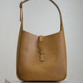 Saint Laurent Le 5 À 7 Small Supple 23 in Cider Brown Lizard-Embossed Calfskin Bag