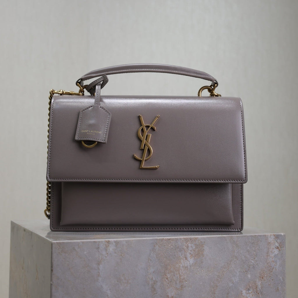 Saint Laurent 25S Sunset MM 25 in Grayish Purple Calfskin Gold Hardwre Bag