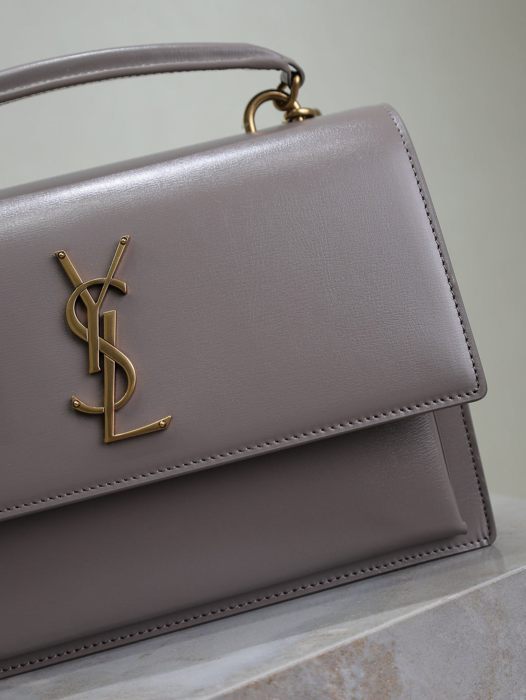 Saint Laurent 25S Sunset MM 25 in Grayish Purple Calfskin Gold Hardwre Bag