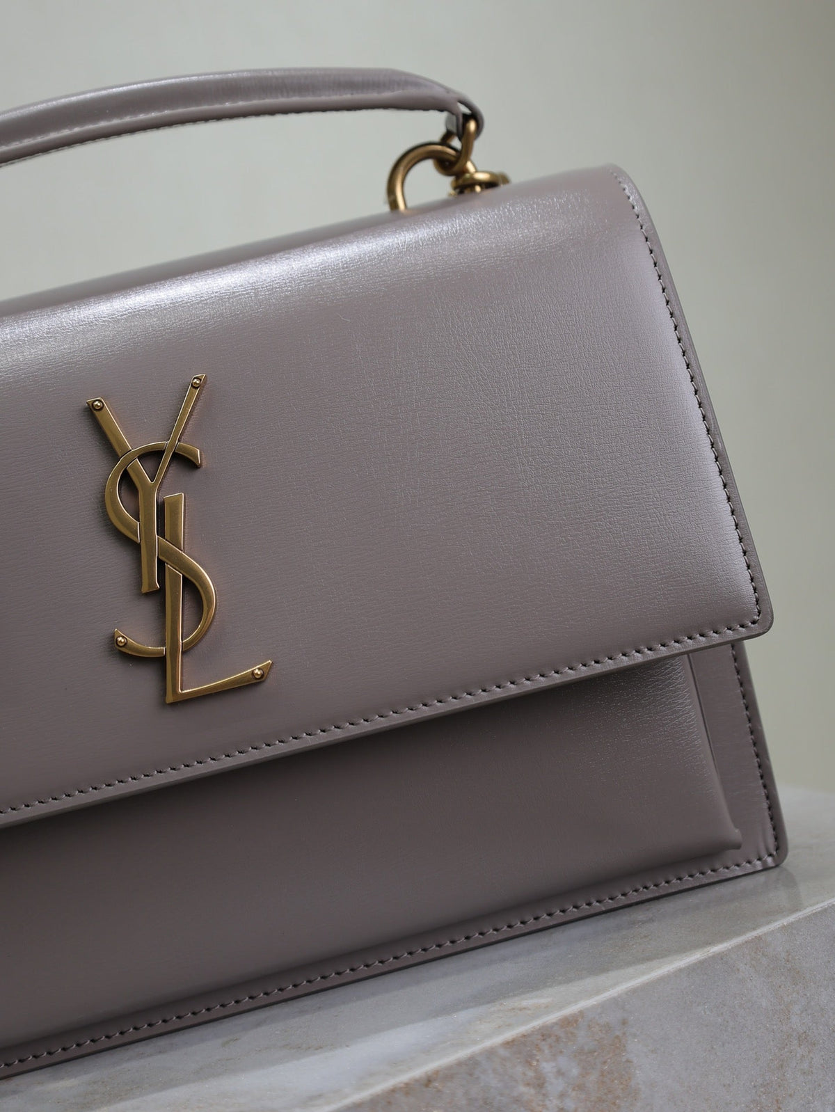 Saint Laurent 25S Sunset MM 25 in Grayish Purple Calfskin Gold Hardwre Bag