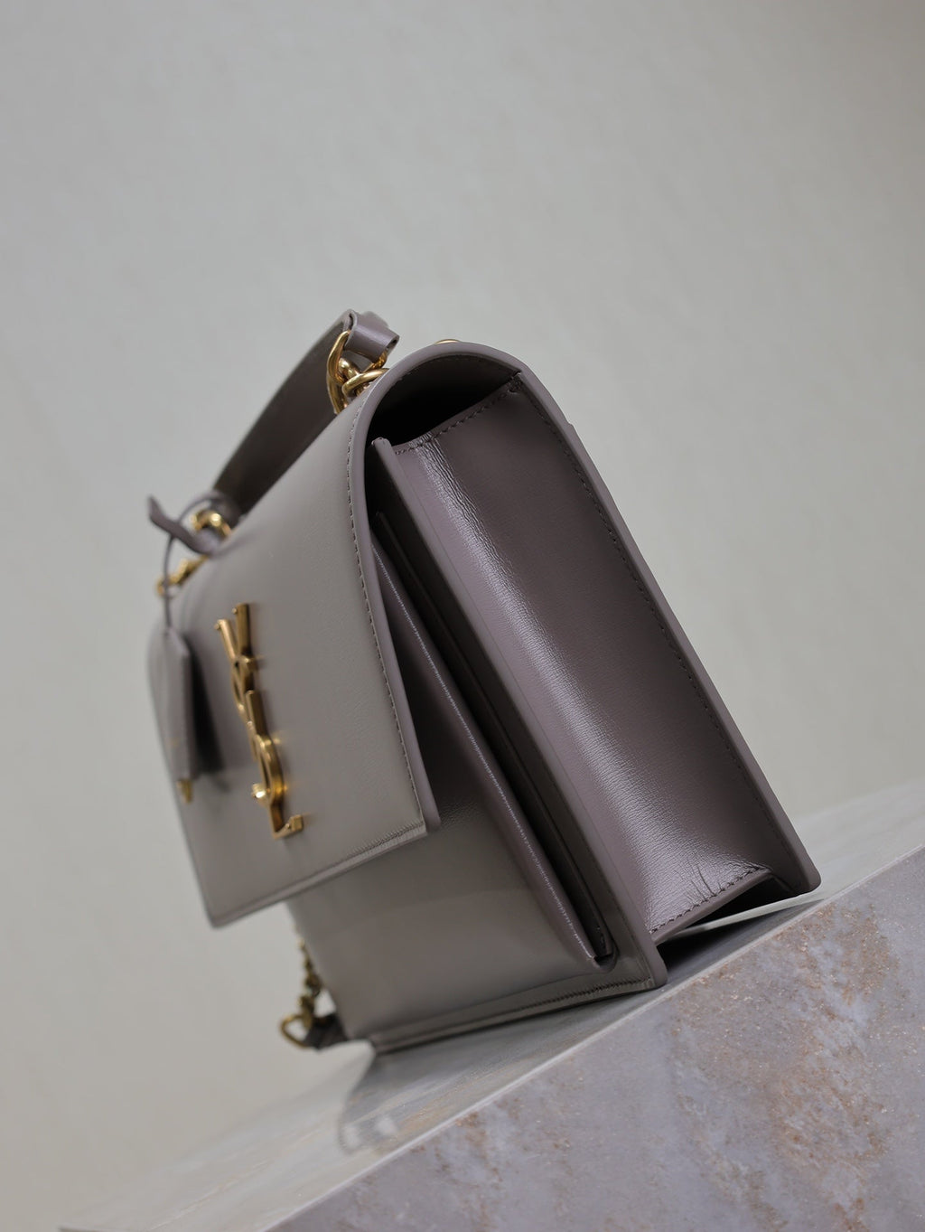 Saint Laurent 25S Sunset MM 25 in Grayish Purple Calfskin Gold Hardwre Bag