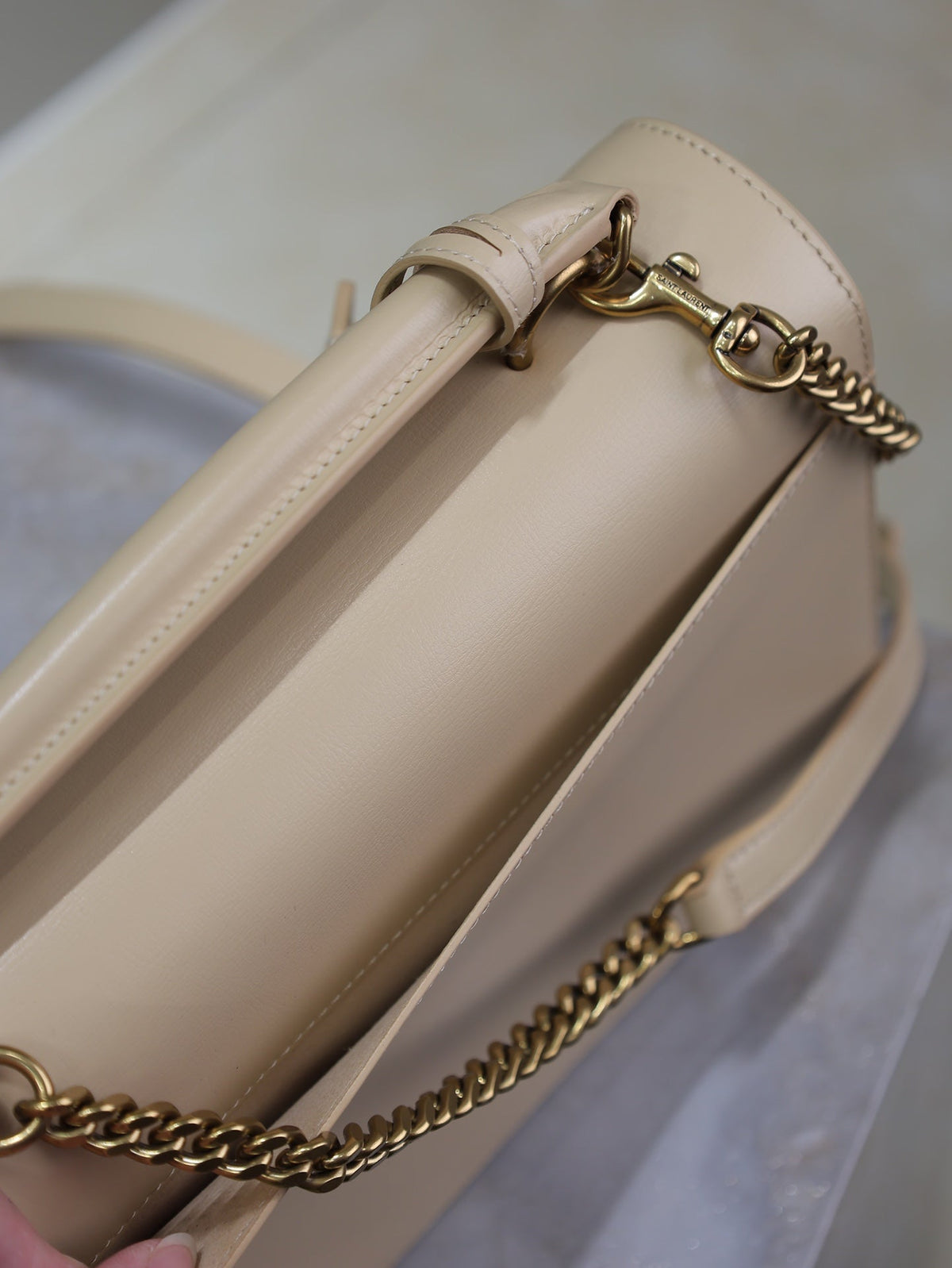 Saint Laurent 25S Sunset MM 25 in Nude Calfskin Gold Hardwre Bag