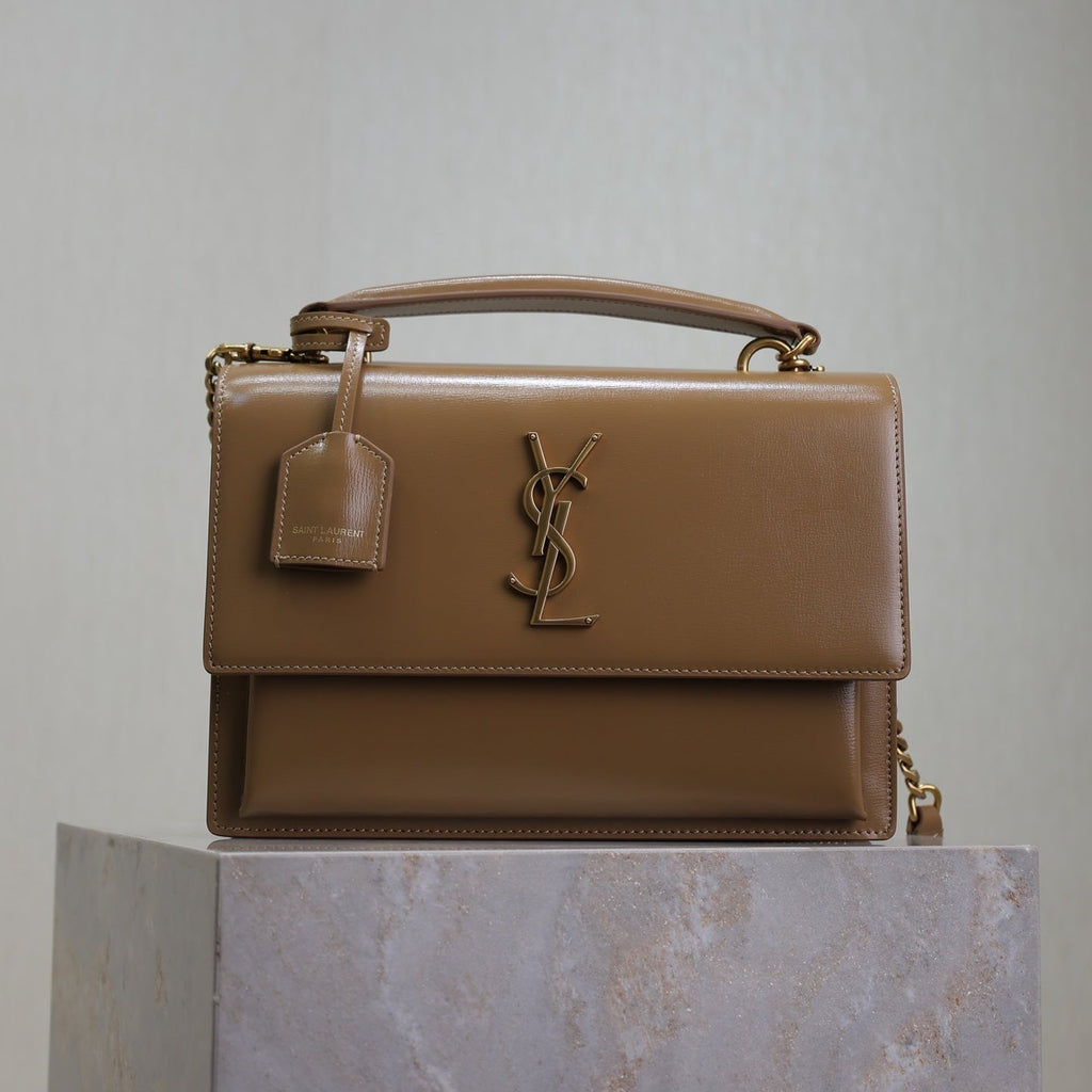 Saint Laurent 25S Sunset MM 25 in Fox Calfskin Gold Hardwre Bag