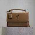 Saint Laurent 25S Sunset MM 25 in Fox Calfskin Gold Hardwre Bag